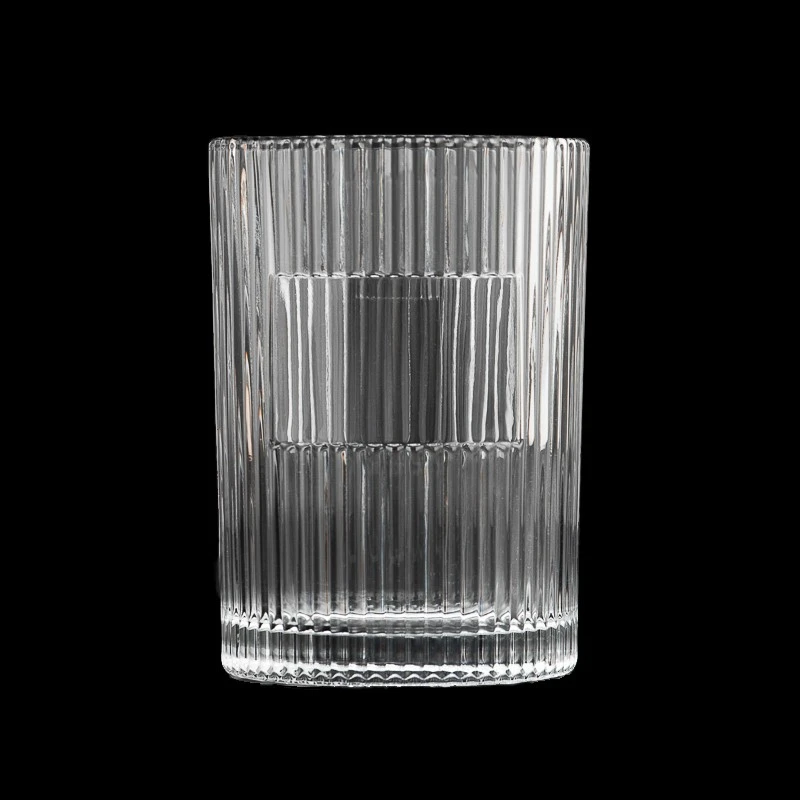 Fashionable Stripe Design Glass Vessel 700ml Scented Candle Jar Wholesaling