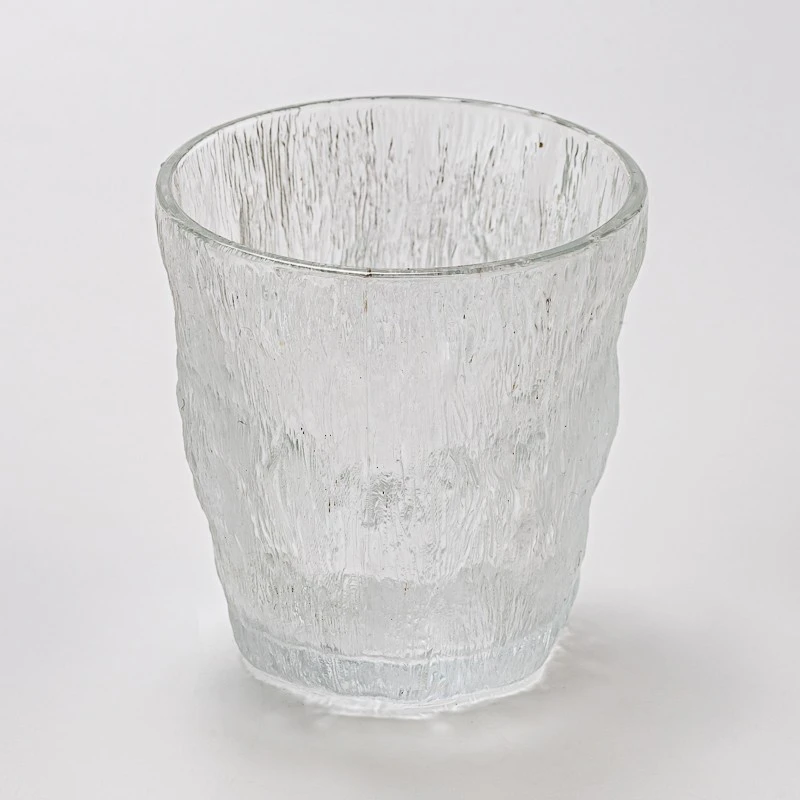 Luxury Embossed Finish Glass Cup Empty Candle Jar for Home Use