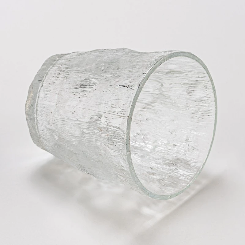 Luxury Embossed Finish Glass Cup Empty Candle Jar for Home Use