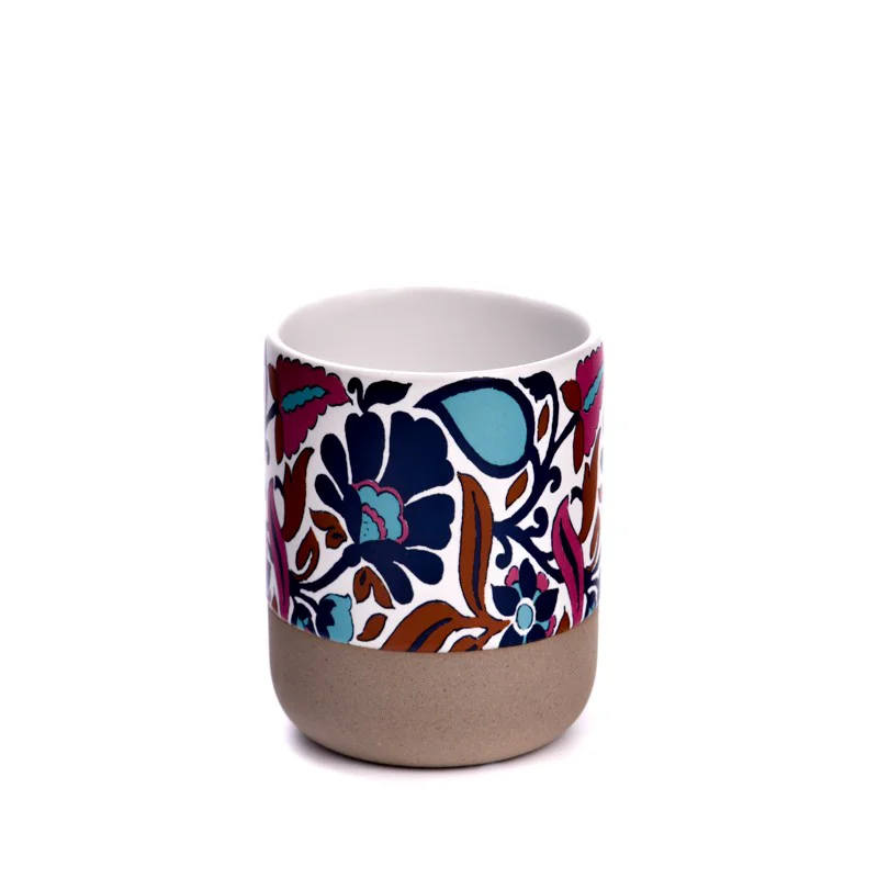 Custom Pattern Round Mouth Ceramic Vessel Scented Candle Jar