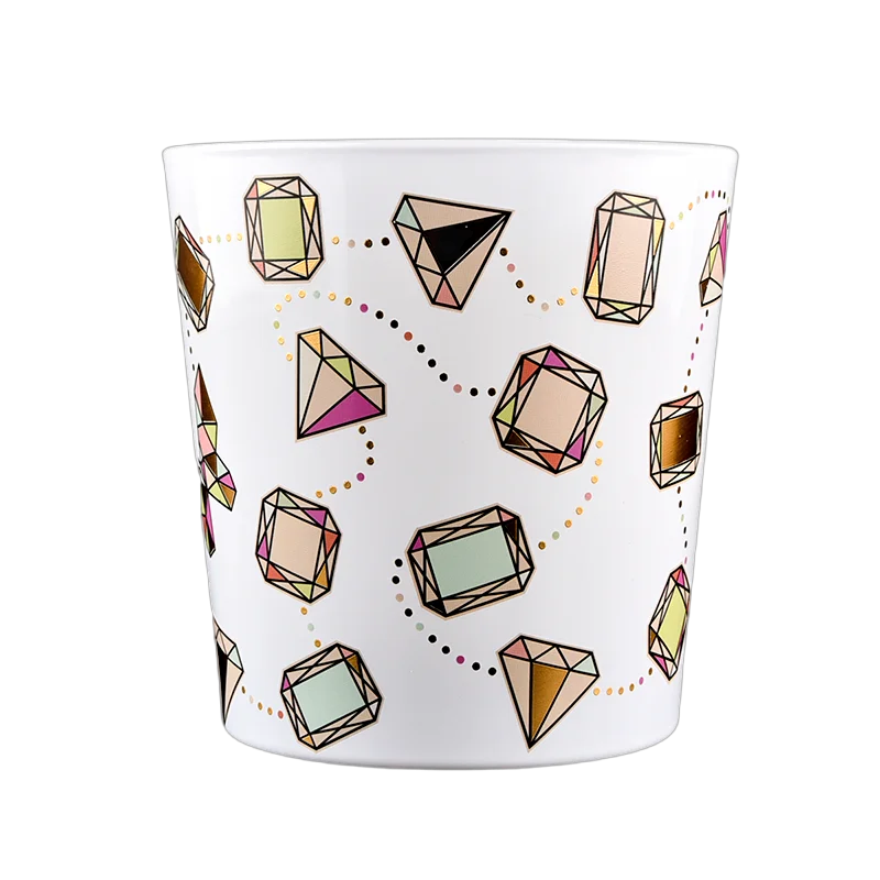 批发大 V 形钻石贴花玻璃蜡烛罐