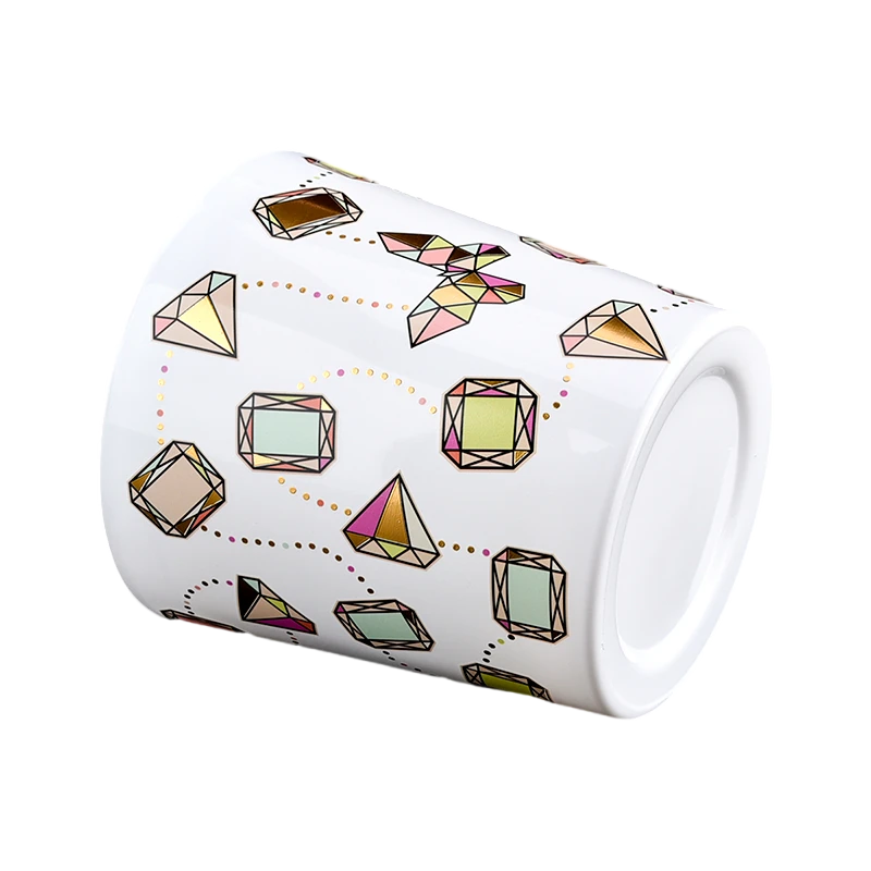 批发大 V 形钻石贴花玻璃蜡烛罐