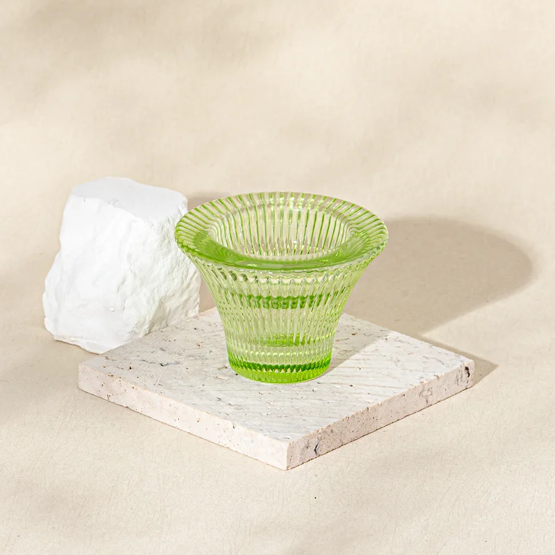 Creative Crystal Vessel Green Color Glass Votive Holder for Pillar Candle