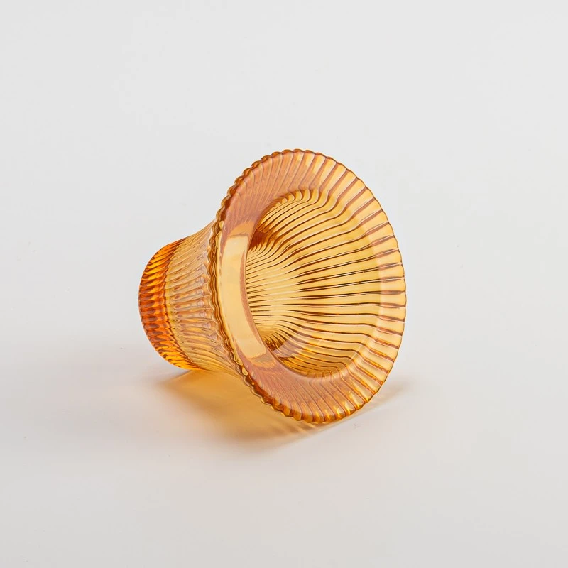 Elegant Style Crystal Vessel Orange Color Glass Votive Holder for Pillar Candle