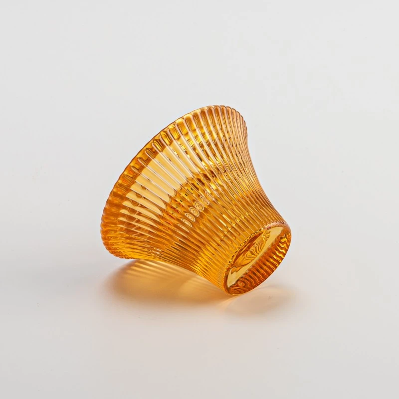 Elegant Style Crystal Vessel Orange Color Glass Votive Holder for Pillar Candle