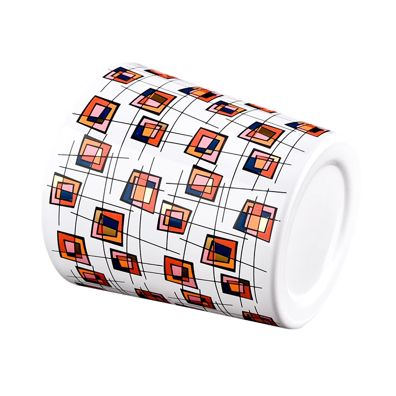 Luxury custom made color matched square-patterned glass candle holder