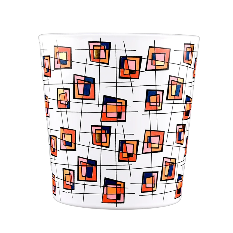 Luxury custom made color matched square-patterned glass candle holder