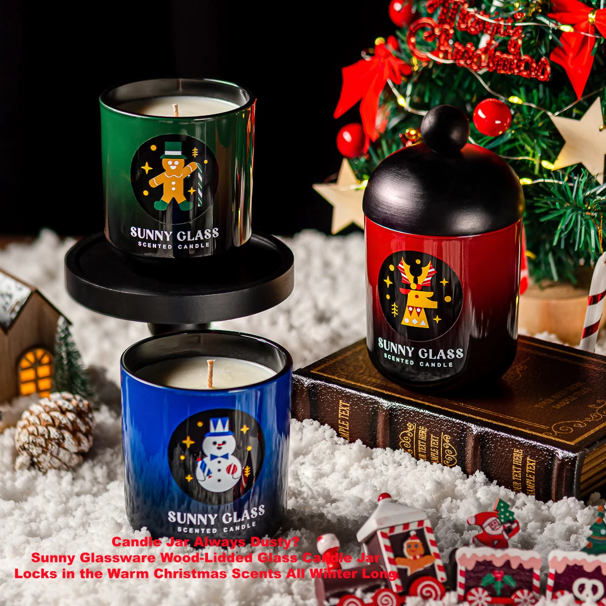 キャンドル容器サプライヤー - 蓋付きキャンドル容器 - ガラス製