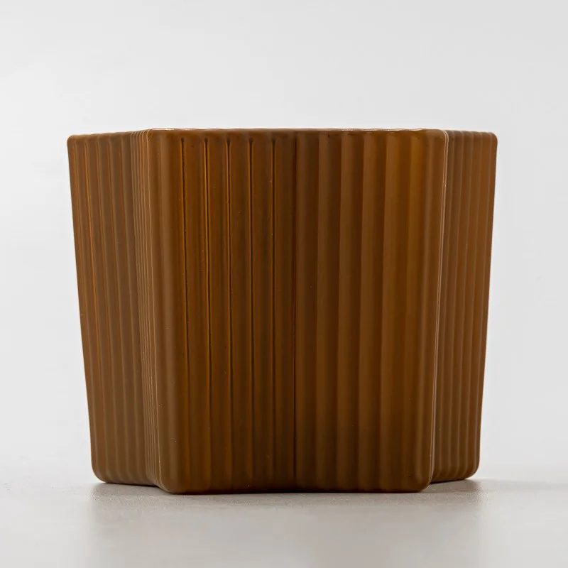 Creative Shape Stripe Design Glass Matte Color Glass Candle Vessel Wholesaling