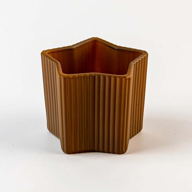 Creative Shape Stripe Design Glass Matte Color Glass Candle Vessel Wholesaling