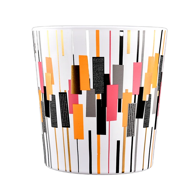 Wholesale color-matched striped art glass candle jars