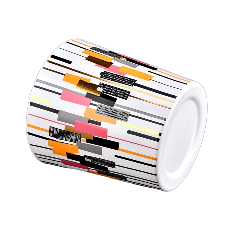 Wholesale color-matched striped art glass candle jars