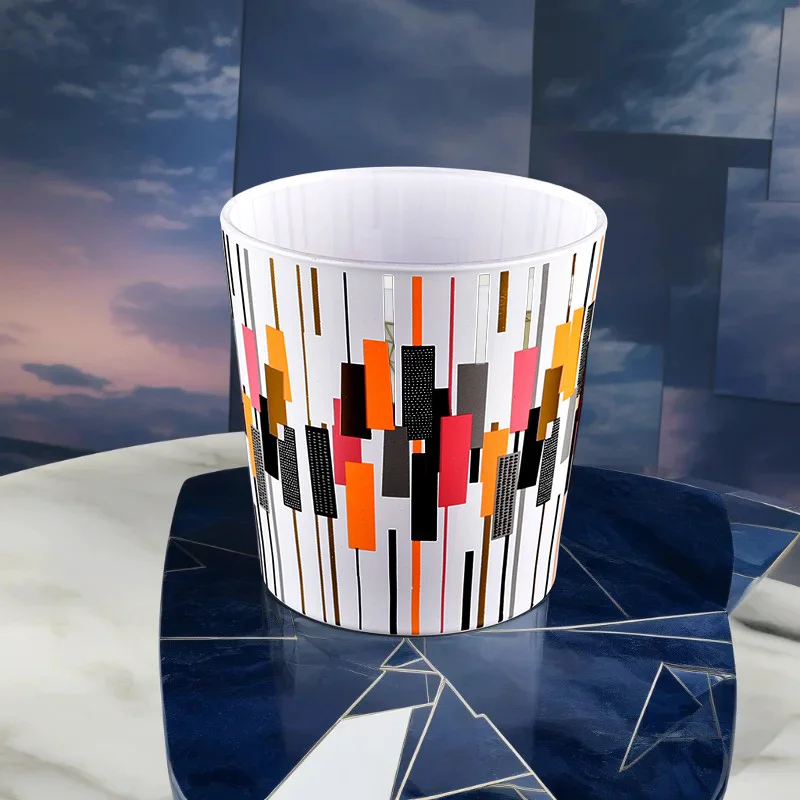 Wholesale color-matched striped art glass candle jars