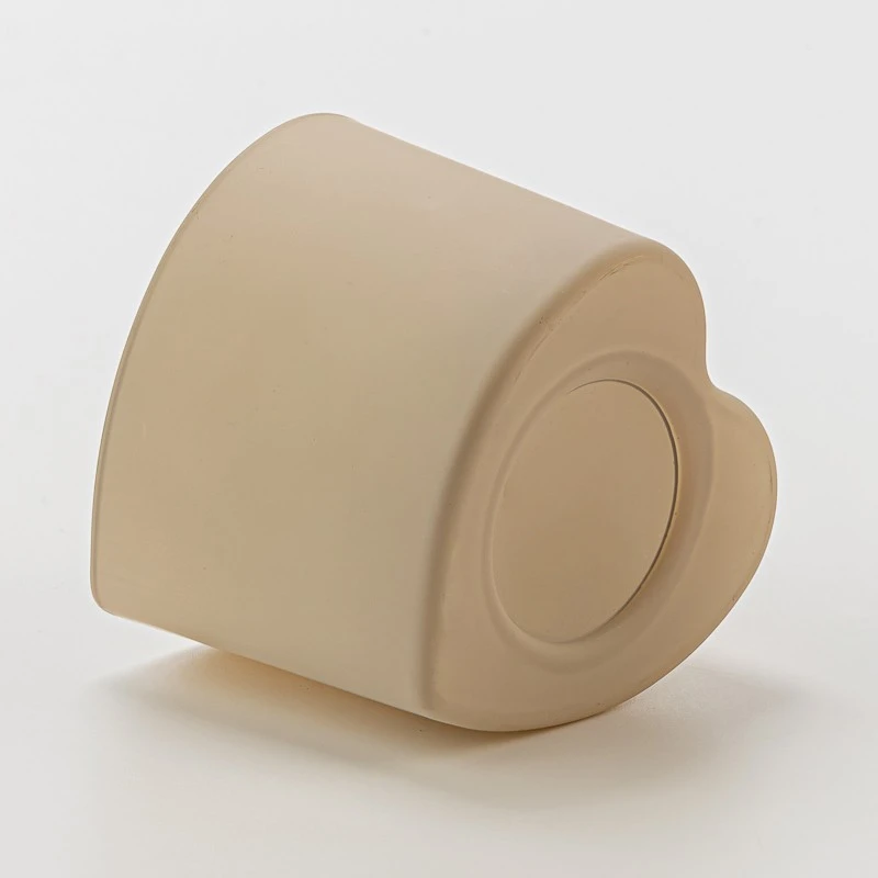 Wholesaling Heart Shape Glass Matte Color Candle Vessel Glass Candle Jar