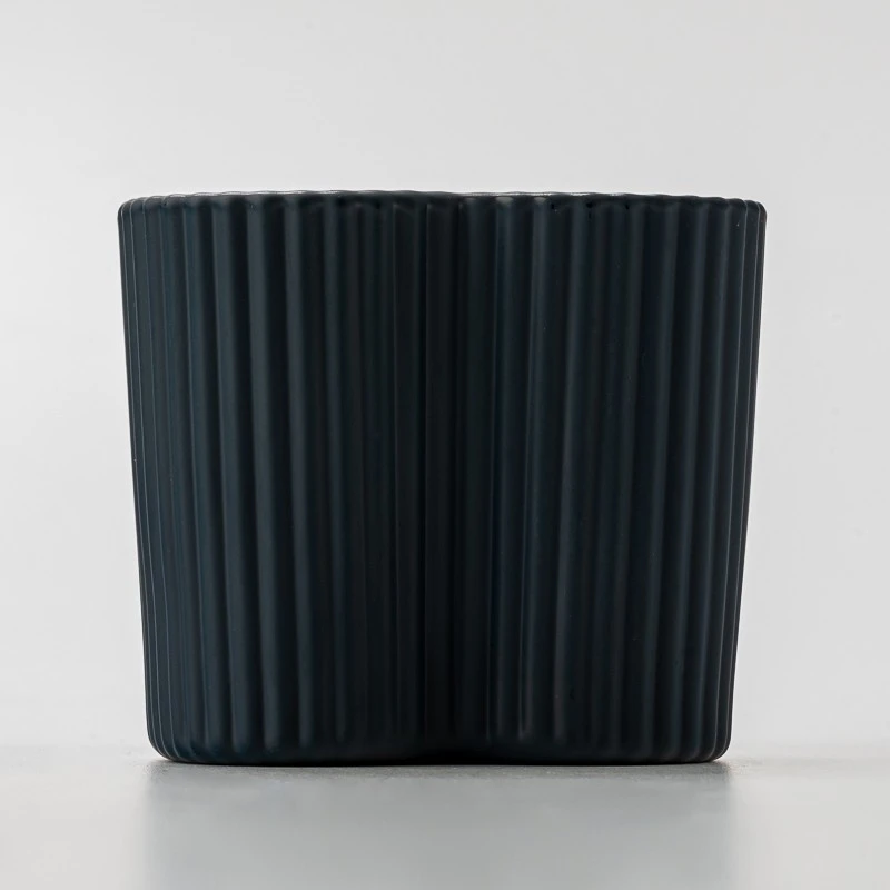 Home Decor Heart Shape Stripe Design Glass Candle Jar for Candle Making