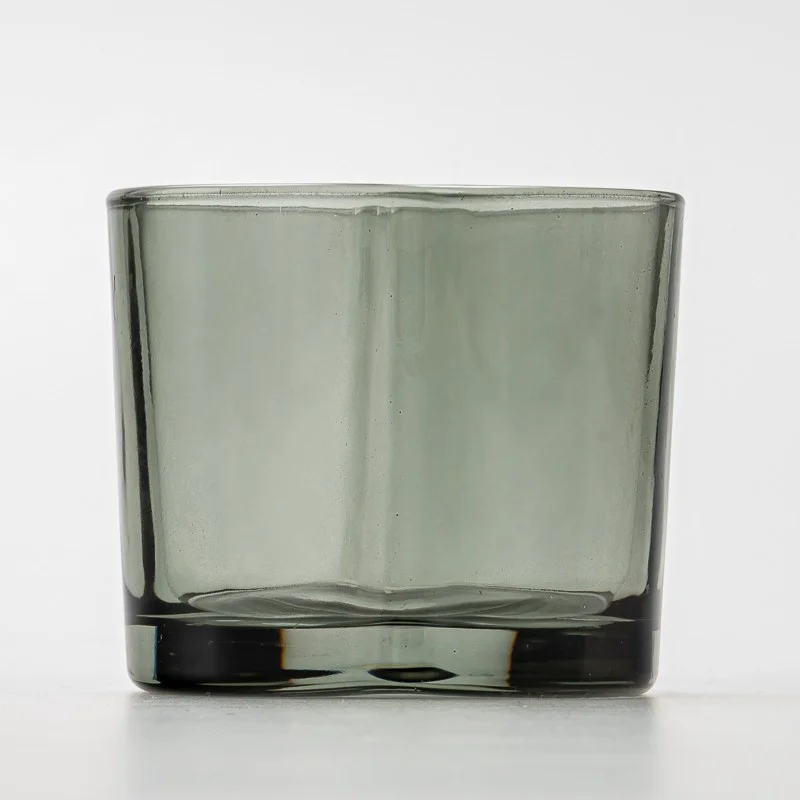 Hot Sale Heart Shape Style Transparent Black Glass Candle Vessel