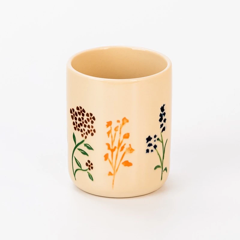 Wholesale 480ml New Design Flower Pattern Ceramic Empty Candle Jar for Home Decor