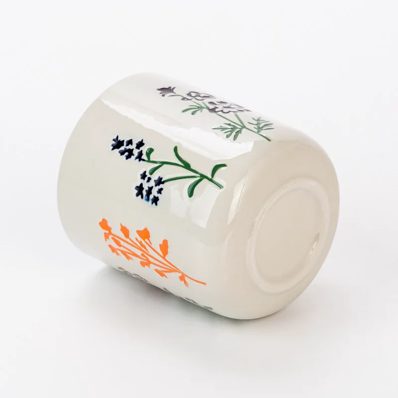 Glossy White Embossed Design with Ceramic Candle Vessels