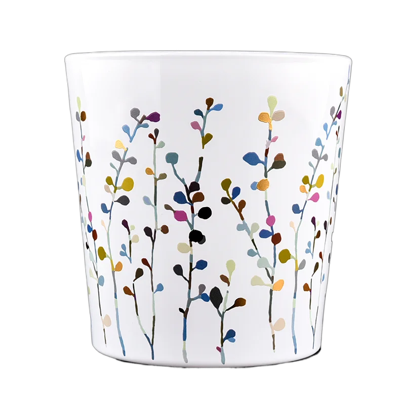 Customized shabby chic painted glass candle holder