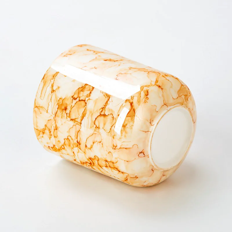 Classic Marble Pattern Glazed Ceramic Empty Candle Jar for Home Fragrance
