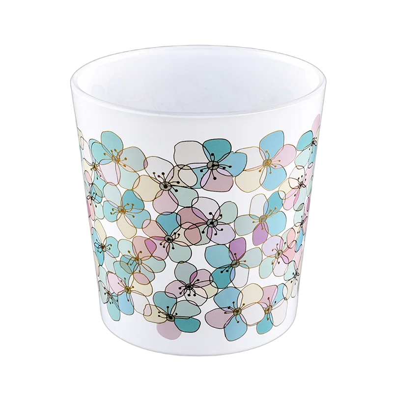 Wholesale Spring Blossom Large V-Shaped Glass Candle Jar