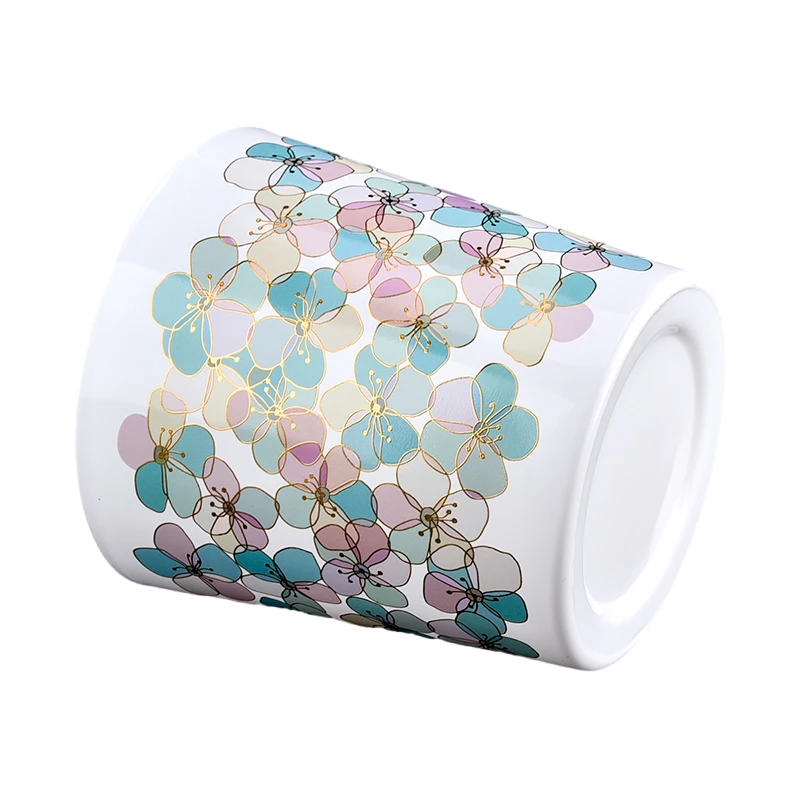 Wholesale Spring Blossom Large V-Shaped Glass Candle Jar