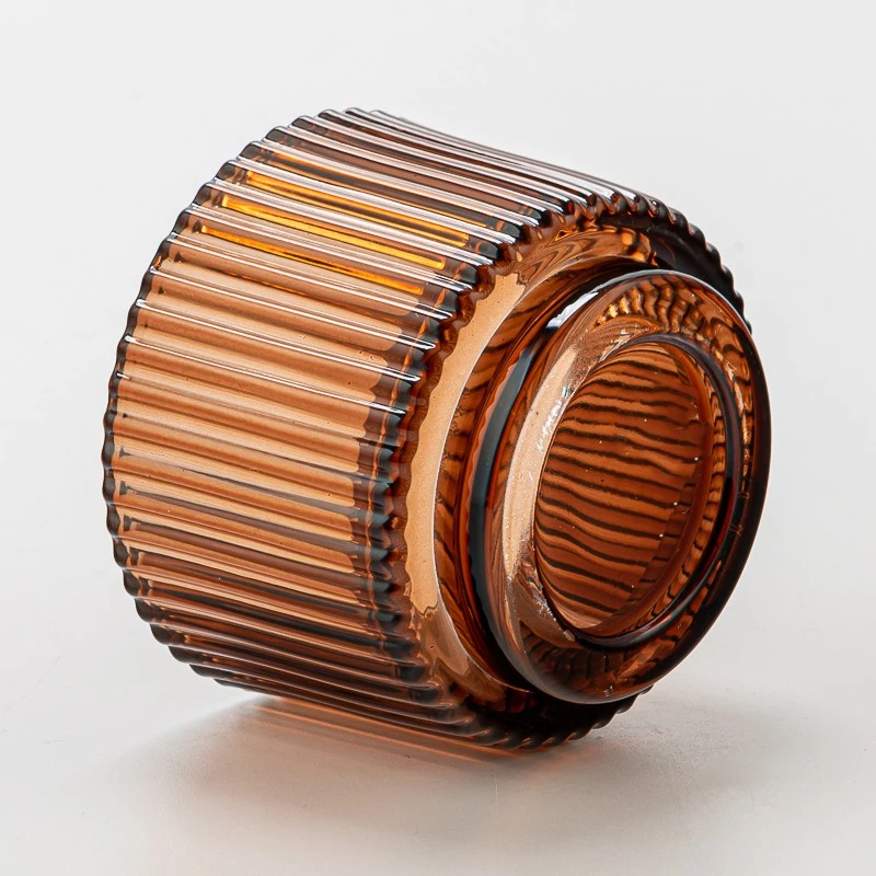 Vertical Stripe Style Popular Color Glass Candle Jar for Candle Packing