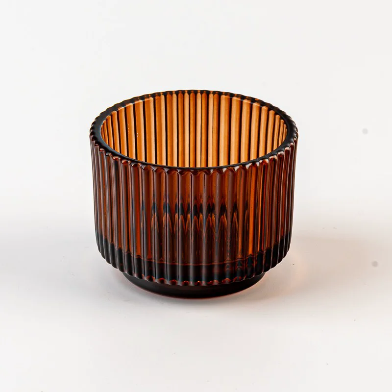 Vertical Stripe Style Popular Color Glass Candle Jar for Candle Packing