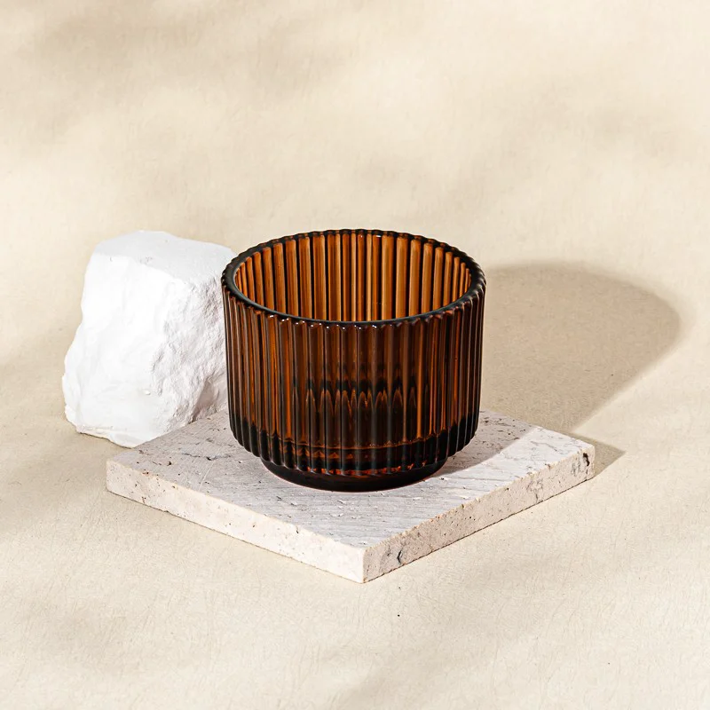 Vertical Stripe Style Popular Color Glass Candle Jar for Candle Packing