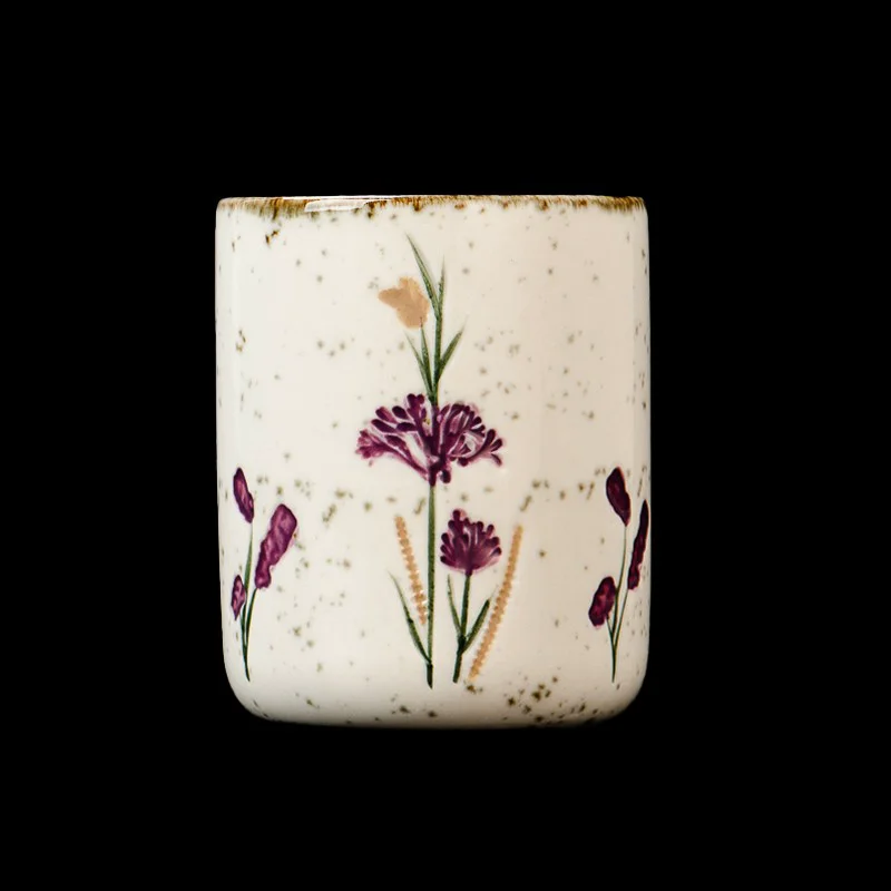 Custom Empty Flower Pattern Ceramic Scented Candle Container