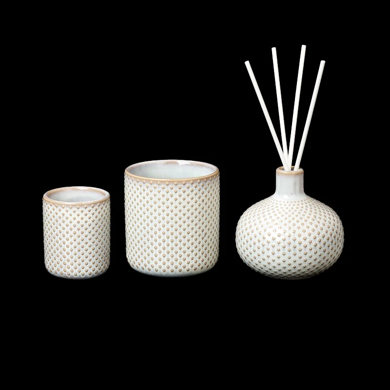 Wholesale Spotty Porcelain Soy Wax Candle Vessels Jars Ceramic Candle Jar