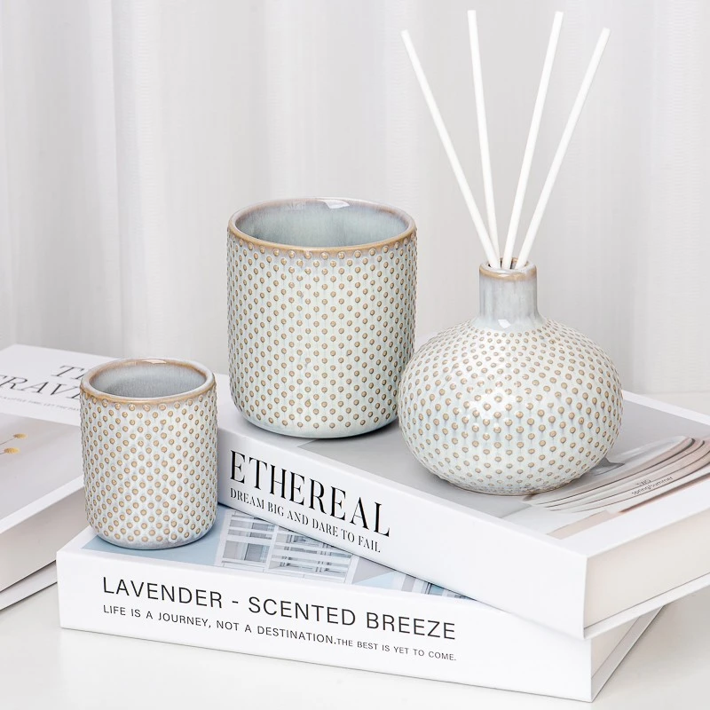 Wholesale Spotty Porcelain Soy Wax Candle Vessels Jars Ceramic Candle Jar