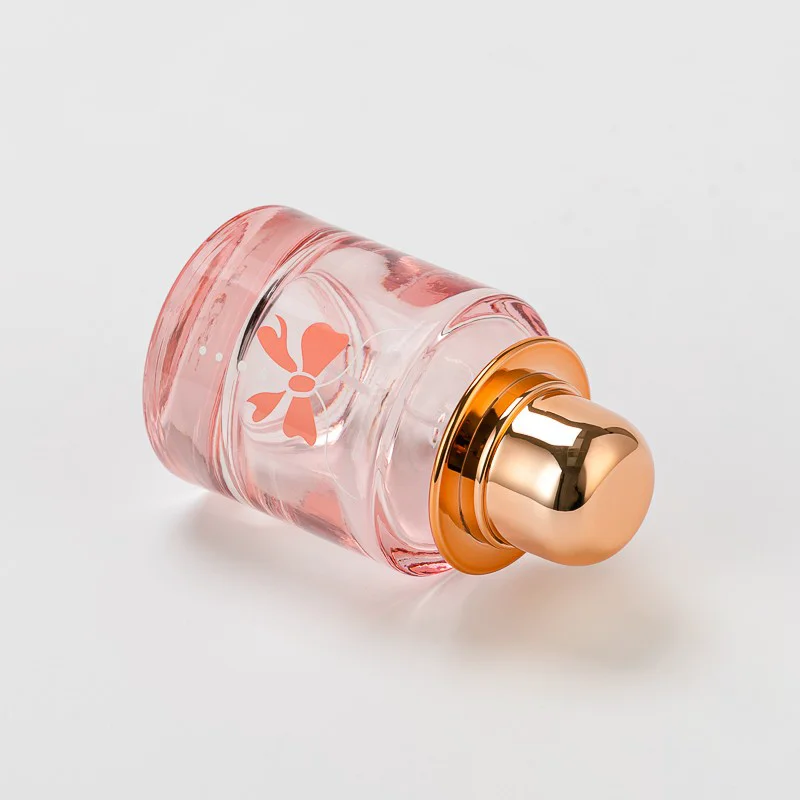 Fashionable Customize Pattern Pink 30ml Glass Perfume Bottle with Cap