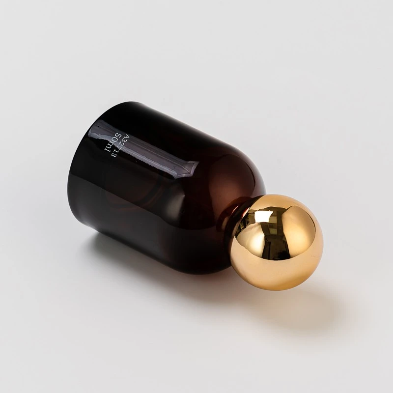 Luxury Dark Red Custom Logo Glass Perfume Essence Bottle with Round Lid