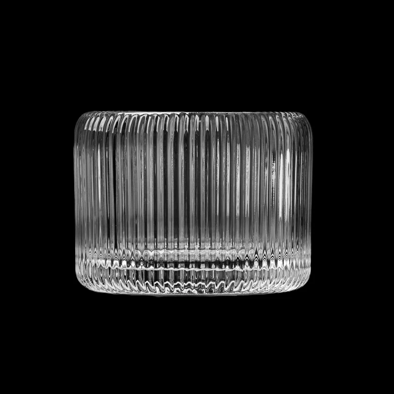 条纹图案玻璃烛台蜡烛容器