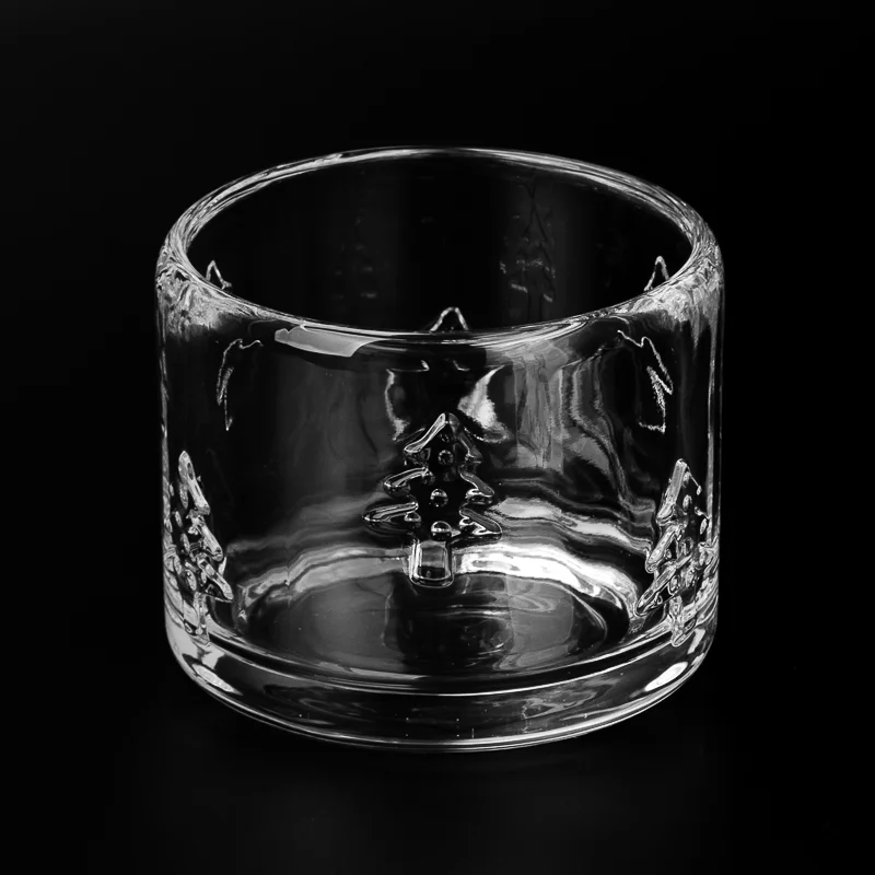 New Arrival Tree Pattern Short Glass Vessel 327ml Soy Wax Candle Jar for Candle Making