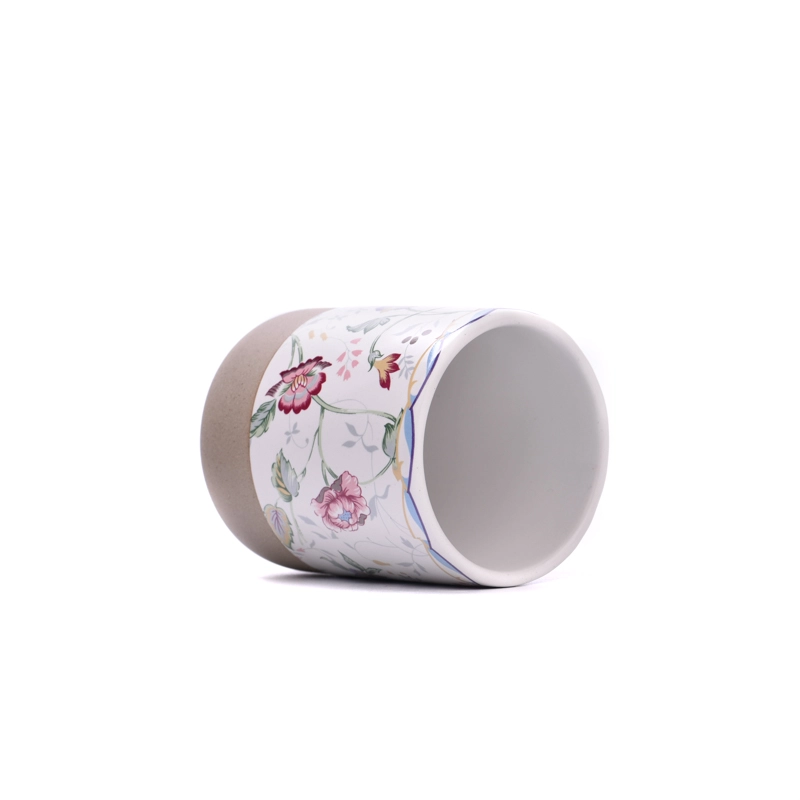 Fancy Decal Pattern 4oz Ceramic Cup Aromatherapy Candle Vessel