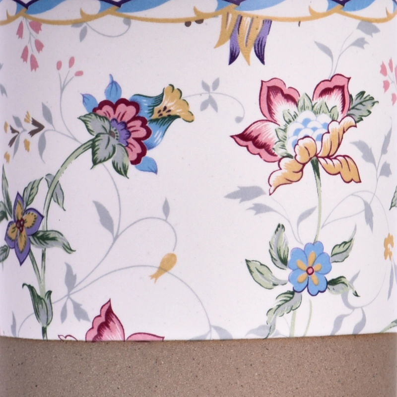 Fancy Decal Pattern 4oz Ceramic Cup Aromatherapy Candle Vessel