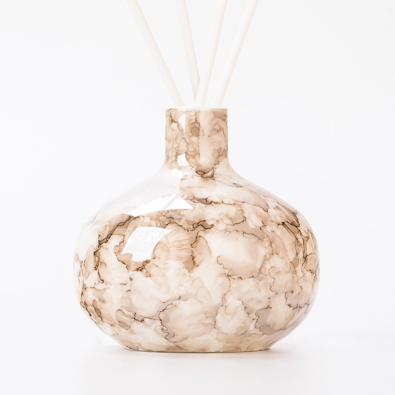 Glossy Water Transfer Printing Round Ceramic Fragrance Diffuser Bottle Wholesaling