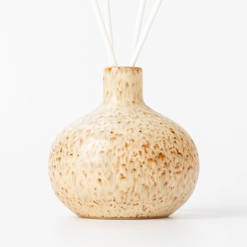Special Glazed Round Ceramic Vessel Reed Diffuser Bottle Ceramic for Home Fragrance