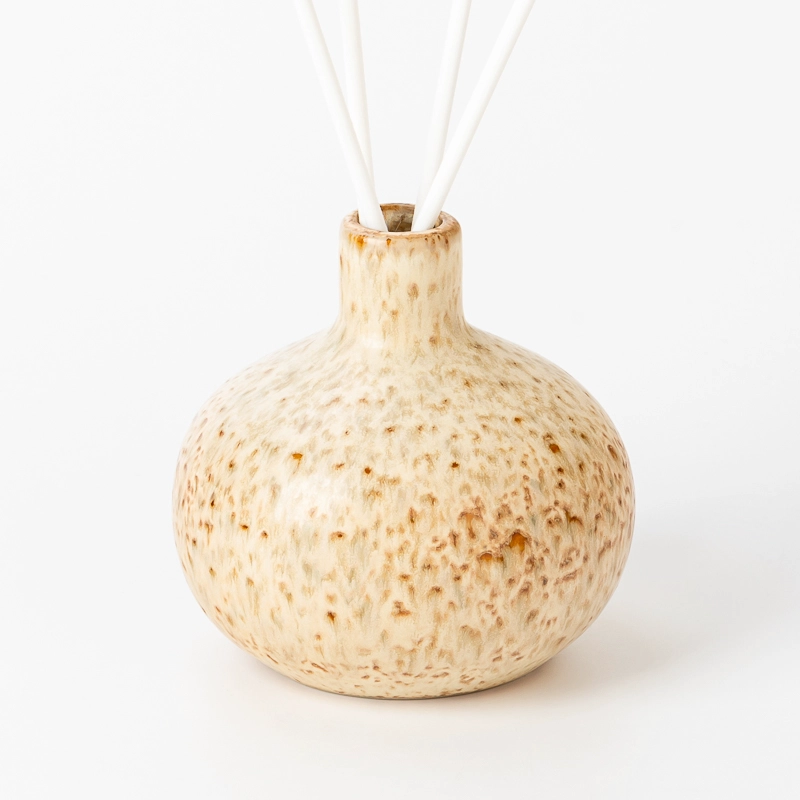 Special Glazed Round Ceramic Vessel Reed Diffuser Bottle Ceramic for Home Fragrance
