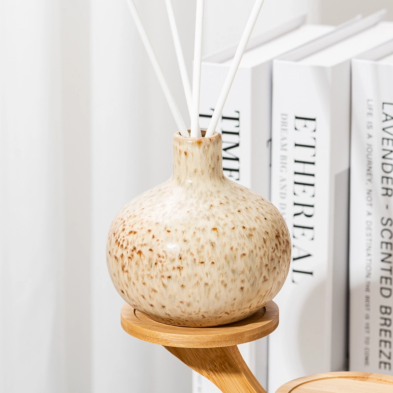 Special Glazed Round Ceramic Vessel Reed Diffuser Bottle Ceramic for Home Fragrance