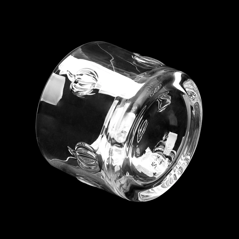 Home Decor Emboss Pattern Glass Vessel 335ml Empty Candle Jar