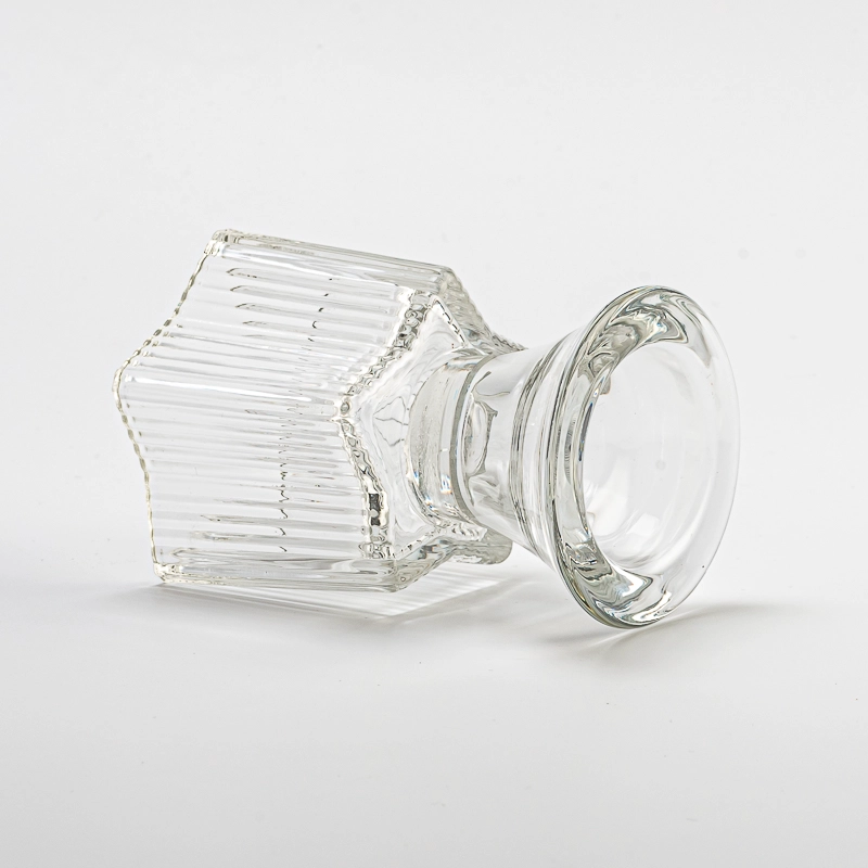 Luxury Stripe Glassware Custom Color Candle Vessel Soy Candle Holder with Base