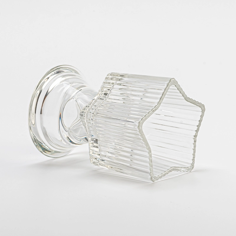 Luxury Stripe Glassware Custom Color Candle Vessel Soy Candle Holder with Base