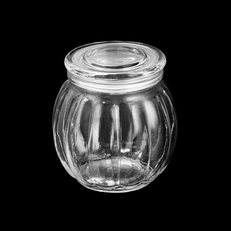Pumpkin Shape Transparent Customize Color Glass Candle Jar with Lid for Wholesaling