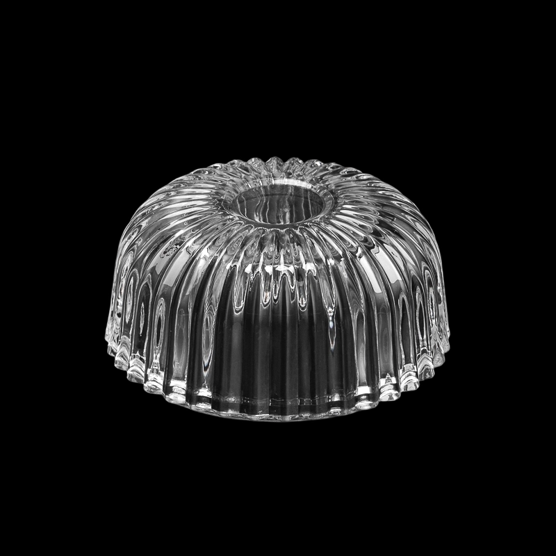 New Arrival Vertical Stripe Surface Glass Candle Holder with Glass Lid for Scented Candle Filling