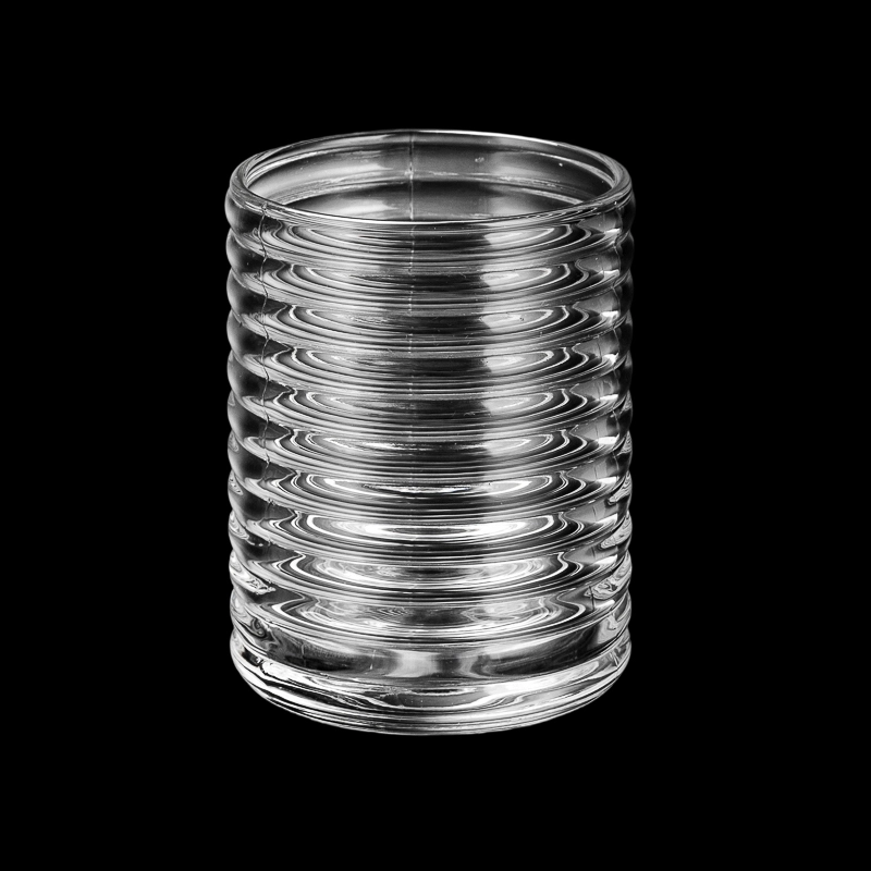 Modern Ribbed Clear 320ml Glass Candle Jar for Scented Candles Home Decor Wholesaling