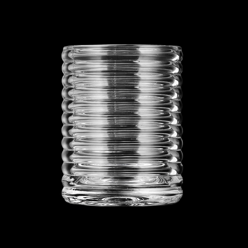 Modern Ribbed Clear 320ml Glass Candle Jar for Scented Candles Home Decor Wholesaling