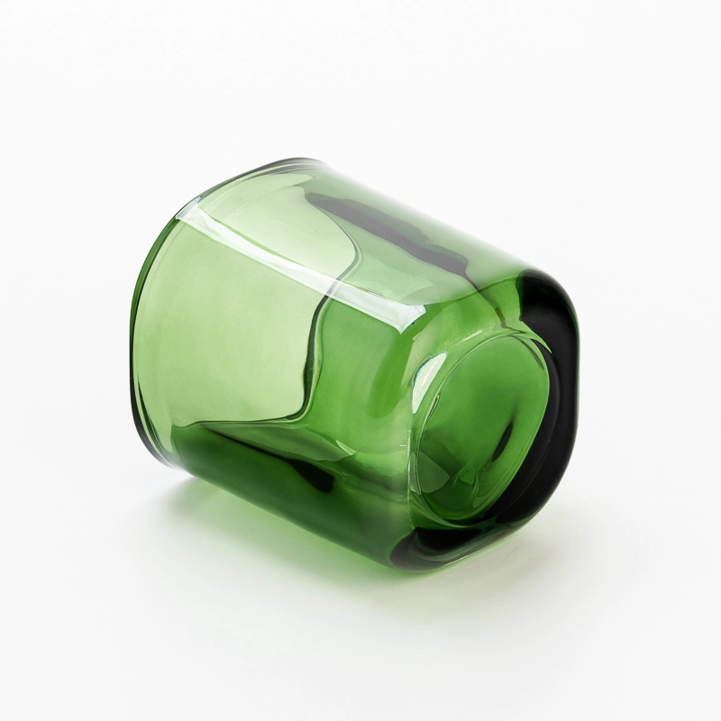 Elegant Transparent Green Glass Candle Jar with Matching Lid for Home Decor and Luxury Gift Use